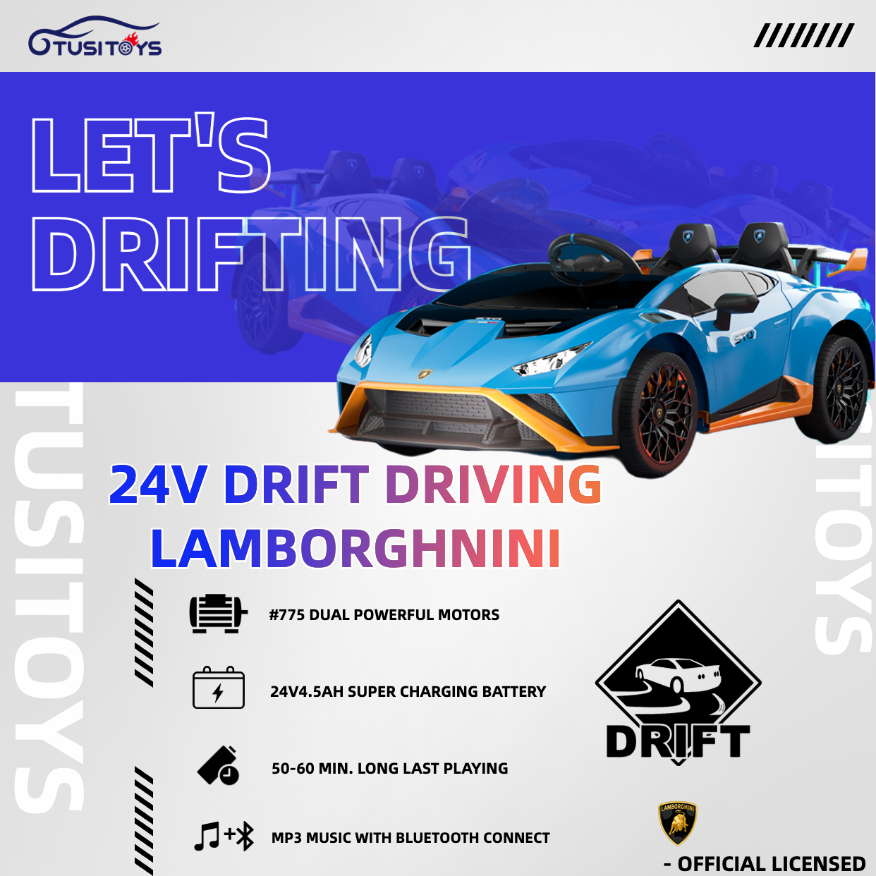 Coche para niños 24V Drift Lamborghini