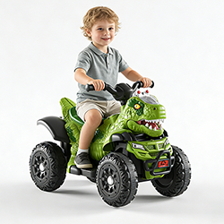 Coche correpasillos ATV eléctrico de dinosaurio para niños de 6 V