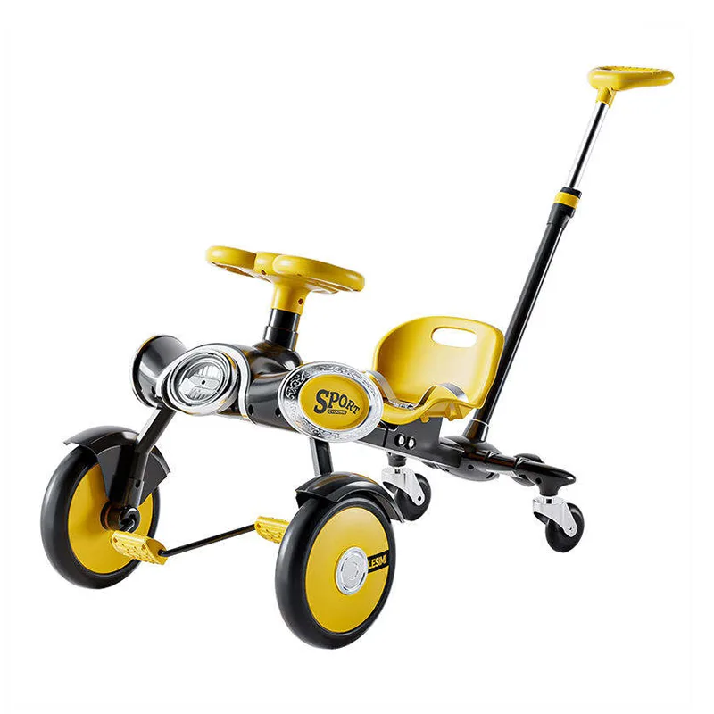 Coche de deriva a pedales para niños con asa de empuje Go Kart de 4 ruedas